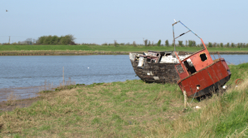 Wrecked boats, at mouth of the River Ouse