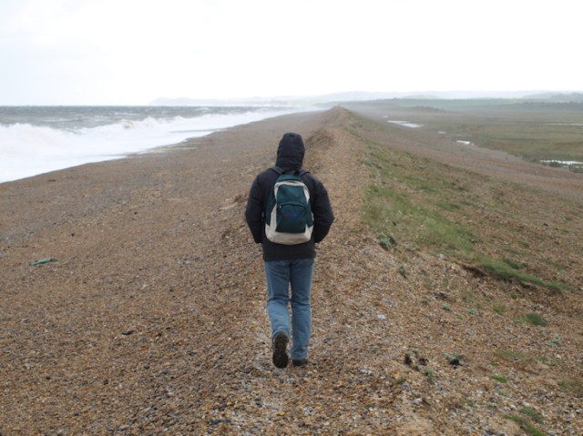 Walking on the shingle bank, Ruth Coastal Walk, to Sheringham