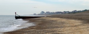 Groyne, altering beach shape between Aldeburgh and Thorpeness - Ruth's coastal walk