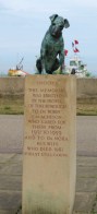 Dog statue in Aldeburgh, Memorial to local doctor - Ruth's coastal walk