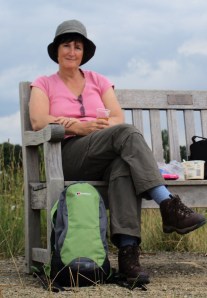 Ruth enjoying lunch - Tollesbury Marina, Ruth's coastal walk