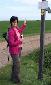 Signpost at beginning of walk, Tillingham Marshes, Ruth's coastal walk