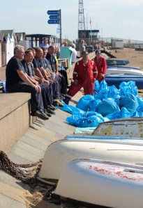 Oil clean up crew, Essex. Ruth's coastal walk.