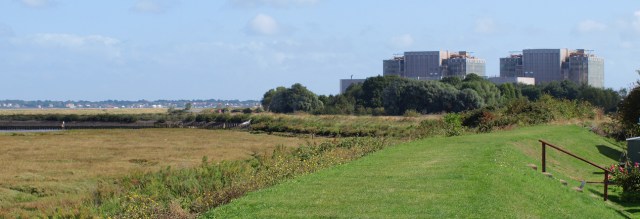 River bank, towards Bradwell power station, Ruths coastal walk