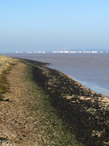 Looking towards Canvey Island, from Hoo Peninsula, Kent. Ruth's coastal walk. Looking towards Canvey Island, Hoo Peninsula, Kent. Ruth's coastal walk.