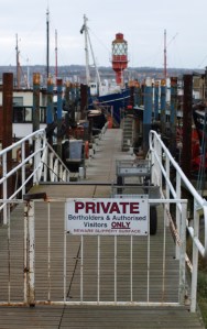 Marina and Private sign, Saxon Way, Ruth's coastal walk.