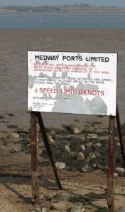 Medway Ports sign, The Swale, Kent. Ruth's coast walk.