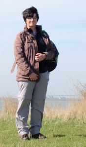 Ruth, on coastal bank, Saxon Shore Way, The Swale, Kent.
