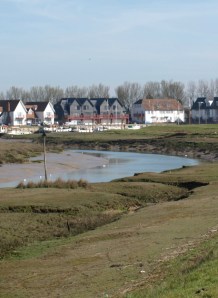 Conyer Creek, smart houses. Ruth's coastal walk. Kent.