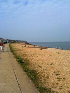 Whitstable beach huts, morning in Kent. Ruth walking round the coast.