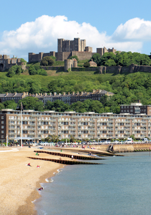 Dover sea front and castle behind, Ruth's coastal walk.