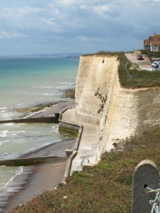 Cliffs and sea wall beneath, Peacehaven, Ruth's walk Sussex coast