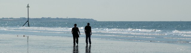 figures on East Wittering beach, Ruth's coastal walk.