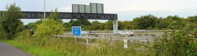The A27, heading into Portsmouth. Ruth walks around the coast.
