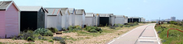 Beach huts and walk, Shoreham, Sussex, Ruth walks round the coast