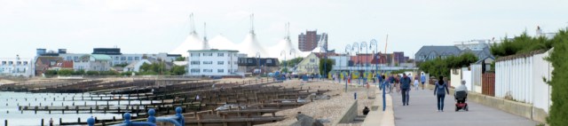 6- approaching Bognor Regis, Ruth on her walk around the coast.