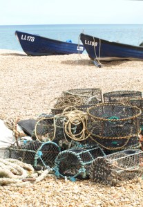 6 - shingle beach with boats - Bognor Regis, Ruth on her coastal walk.