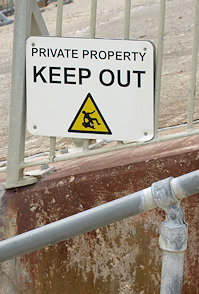 Keep out sign, Selsey Bill. Ruth tries to walk along the coast.