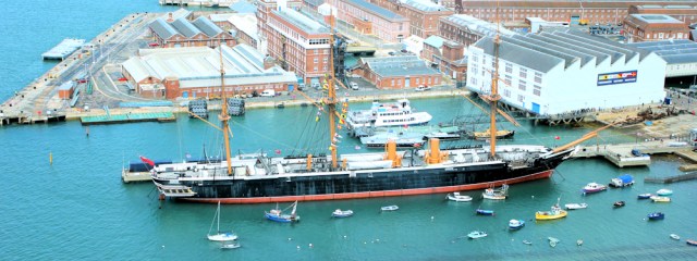 HMS warrior, from Spinnaker Tower in Portsmouth. Ruth's visit