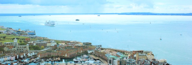 view out to sea, Isle of Wight, from Spinnaker Tower, Portsmouth, Ruth's visit.