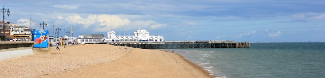 Portsmouth South Parade Pier, Ruth walks round the coastline.