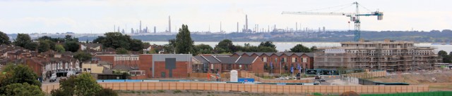 Itchen Bridge, view to east bank, Ruth on her coastal walk