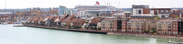 Itchen Bridge, view to west bank, Ruth on her coastal walk