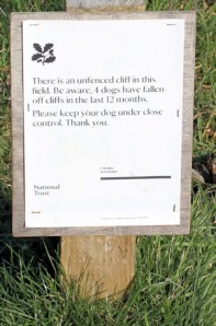 dog falling sign, on way to Old Harry, Ruth's coastal walk