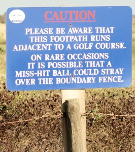 a very polite golf course notice - Barton on Sea, Ruths coastal walk