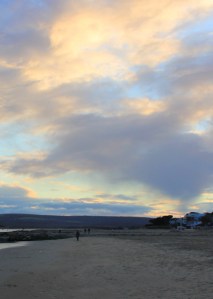 walking into sunset, Sandbanks, Ruth walks through Bournemouth