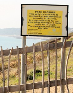 path closed, Christchurch, Hampshire, Ruth tries to walk around the coast.