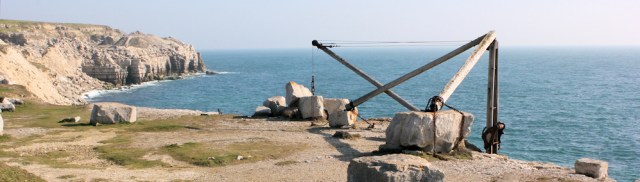 quarry and winches, Portland, Ruth's coastal walk, UK