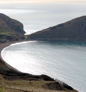 view down to Worbarrow Bay - Ruth walking round the coast, Dorset.