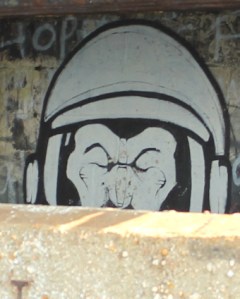soldier in pill-box, Portland, Ruths coast walk, Dorset