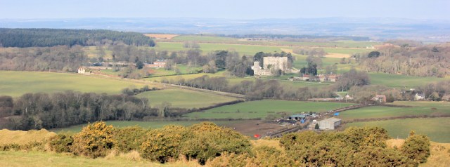08 inland panorama, South West Coast Path, Ruth walking through Dorset inland panorama, South West Coast Path, Ruth walking through Dorset