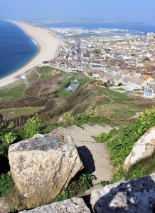 path down to Chesil Beach, Ruth's coastal walk through Dorset