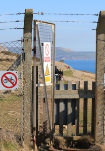20 exit Lulworth Ranges, Ruth's coastal walk exit Lulworth Ranges, Ruth's coastal walk, South West Coast Path