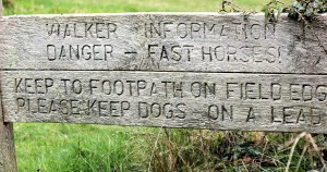 fast horses, sign on South West Coast Path, Dorset. Ruth's walk