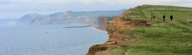 Burton Cliff, Ruth on her walk around the coast, Dorset.