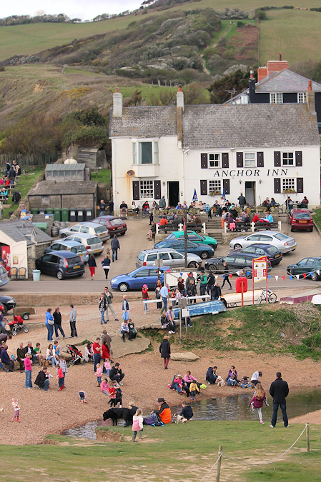 Anchor Inn, Seatown, Ruth on her coastal walk, around Dorset