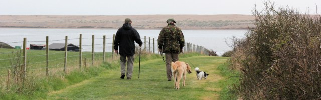 13 walkers and dogs, overlooking Chesil Beach. Ruth walkers and dogs, overlooking Chesil Beach. Ruth