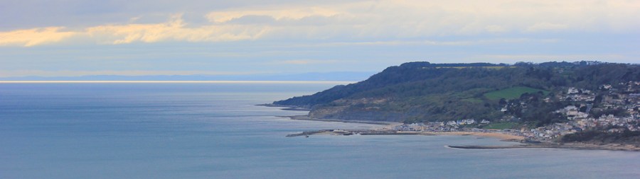Lyme Regis and towards Exmouth, Ruth on her coastal walk