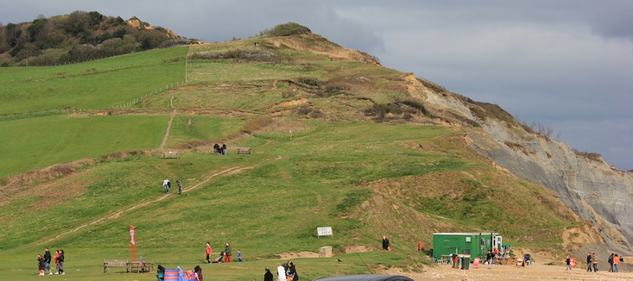 looking up from Charmouth, Ruth's coastal walk, Dorset