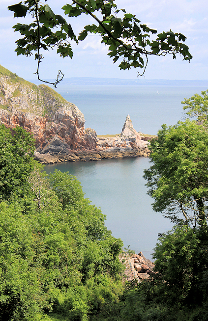Long Quarry Point, Torquay, Ruth on her coast walk