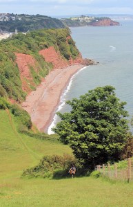 view from Bundle Head, Devon, Ruth on the South West Coast Path