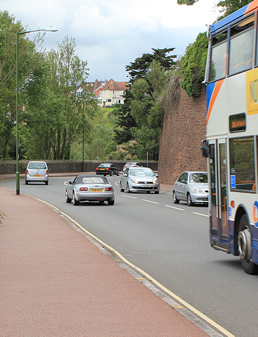 walking on the road to Paignton, Ruth photographing the coastal walk