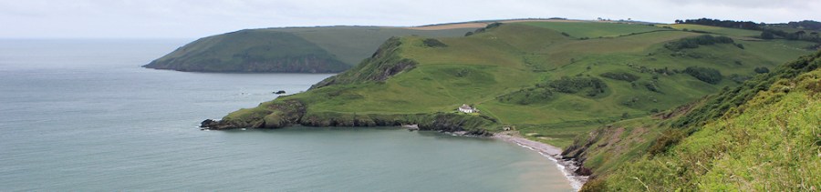 ahead to Scabbacombe Head, Ruth's coastal walk. Devon.