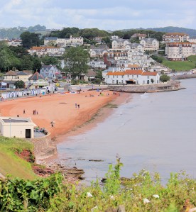 Goodrington Sands, Ruth on her coast walk, Devon