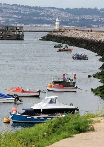 Brixham Breakwater, Torbay, Ruth on her coast walk.
