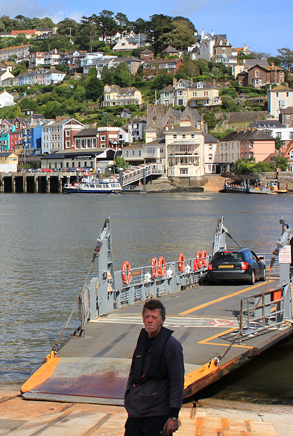 Ferry at Dartmouth side, Ruth walking the coast.